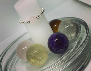 Sterling Silver and with Rose Quartz Gemstone Ring