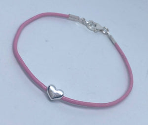 Leather surf bracelet in baby pink