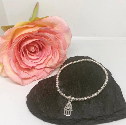 Sterling silver classic bracelet with hamsa hand