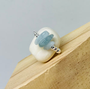 Sterling Silver and Aquamarine Gemstone Chip Ring