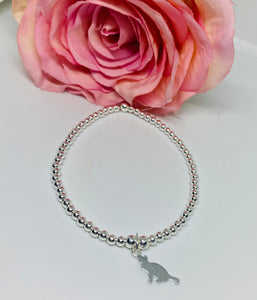 Sterling silver bracelet with cat charm