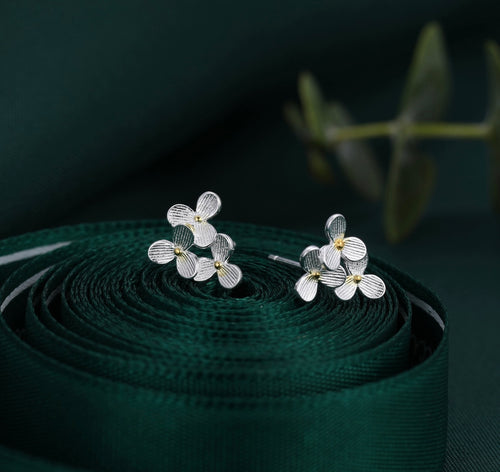 Sterling silver Hydrangea Blossom Cluster stud earrings