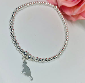 Sterling silver bracelet with cat charm