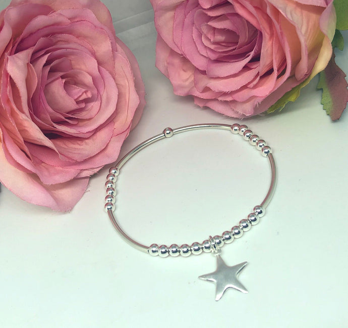 Chunky sterling silver spacer star bracelet