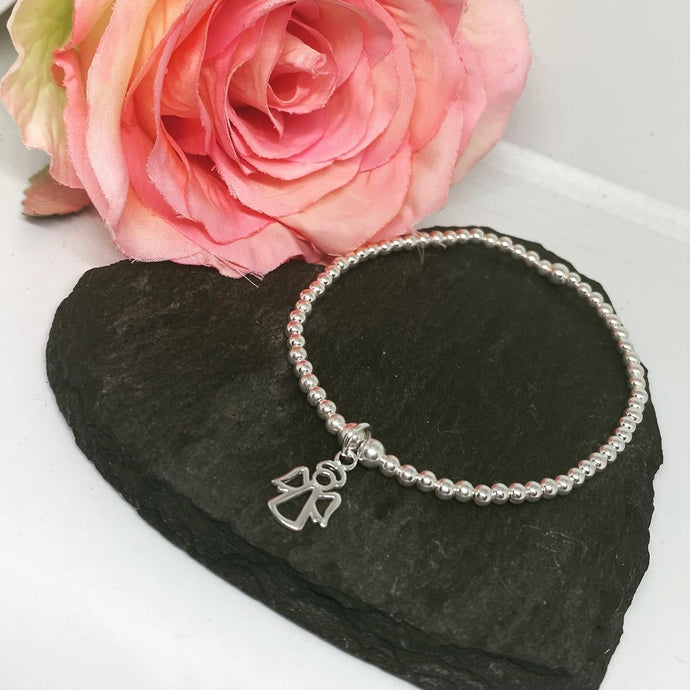 Sterling silver classic bracelet with guardian angel charm