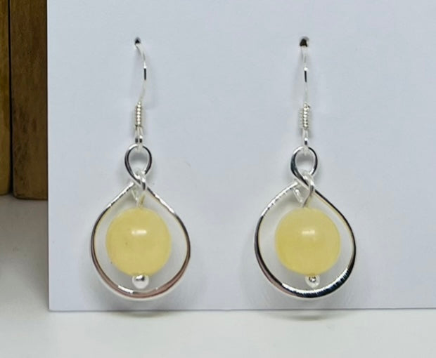 Sterling silver Infinity Earrings with Yellow Calcite gemstone