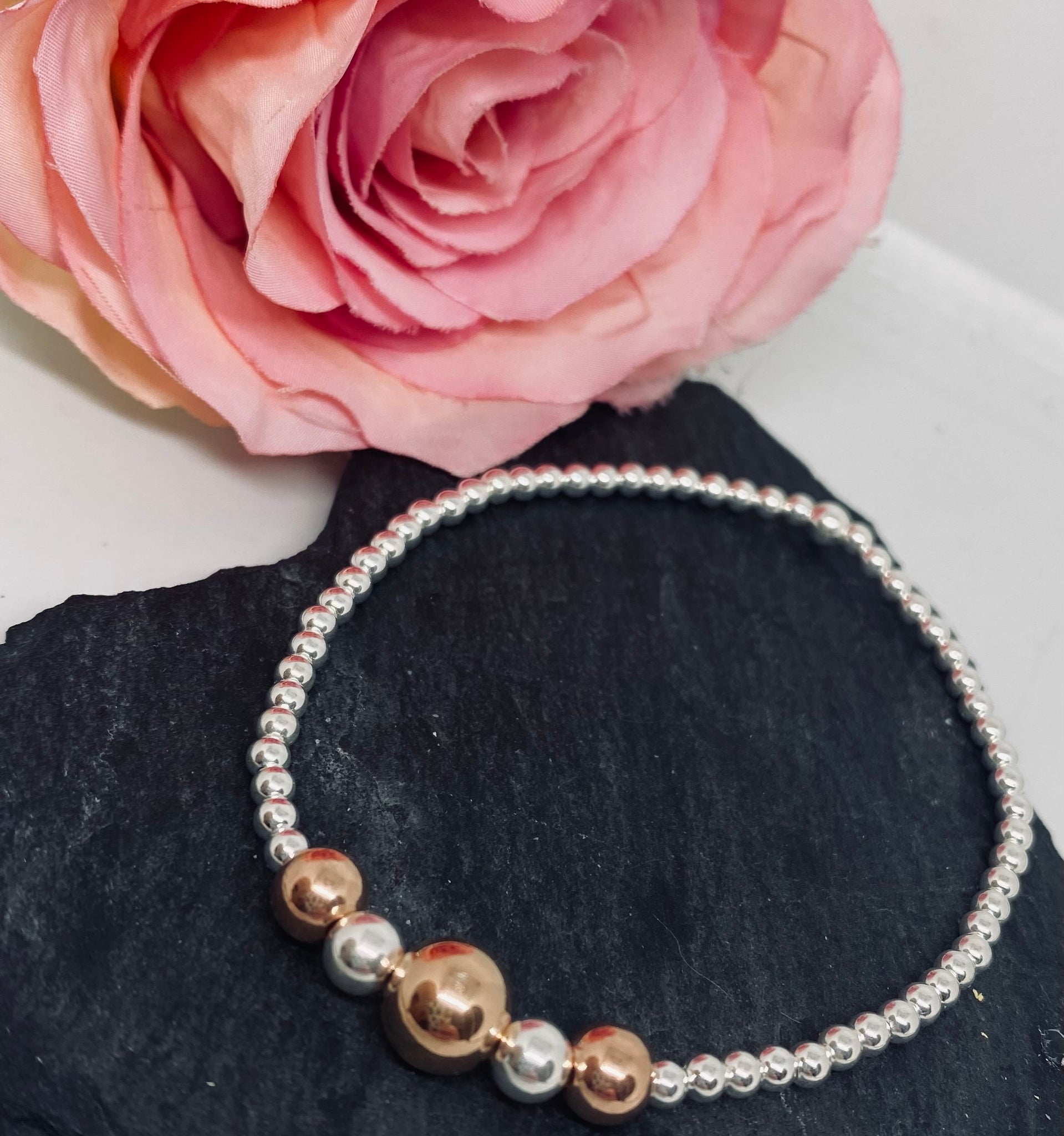 Sterling silver rose gold bracelet sales