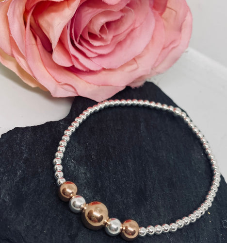 Sterling silver and Rose Gold Vermeil Ball Bracelet