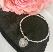 Sterling silver bracelet with personalised heart charm
