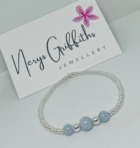 Sterling silver and Triple Aquamarine Bracelet