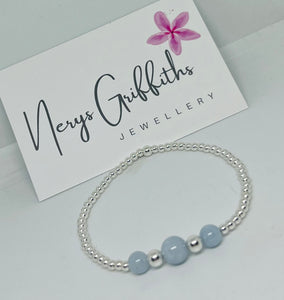 Sterling silver and Triple Aquamarine Bracelet