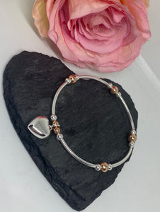 Sterling silver and Rose Gold Vermeil Chunky Spacer Bracelet