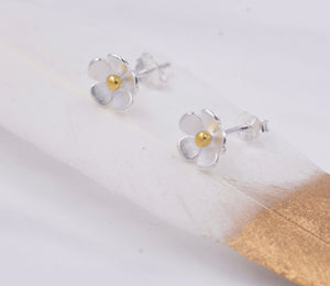 Sterling silver forget-me-not stud earrings
