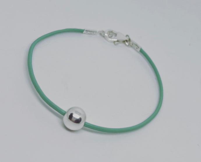 Leather surf ball bracelet in aqua