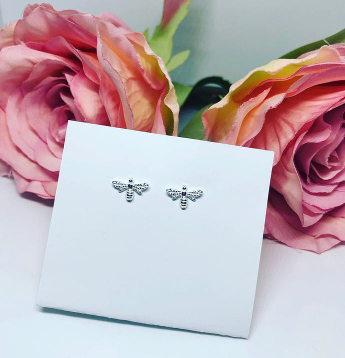Sterling Silver Bee Stud Earrings