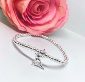 Sterling silver bird charm bracelet