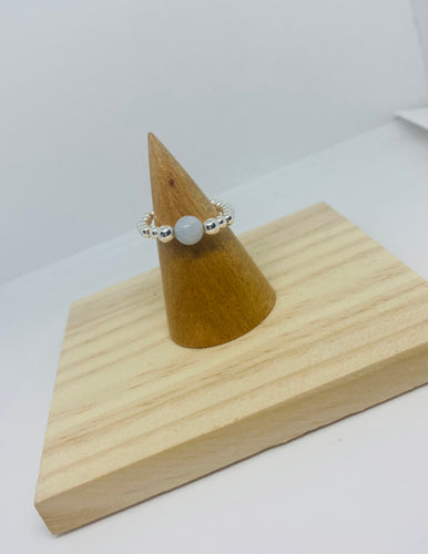 Sterling Silver and with Aquamarine Gemstone Ring