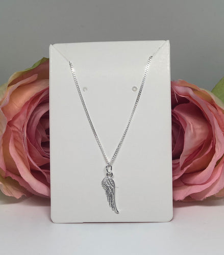 Sterling silver necklace with angel wing charm