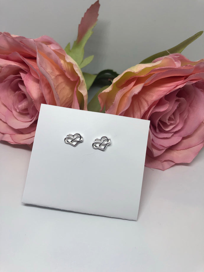Sterling Silver Infinity Heart Stud Earrings