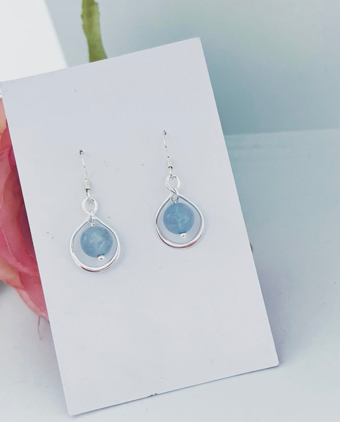 Sterling silver Infinity Earrings with Aquamarine gemstone