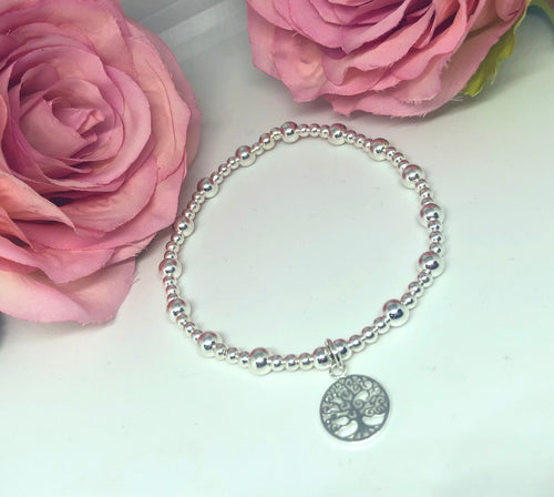 Chunky sterling silver tree of life bracelet