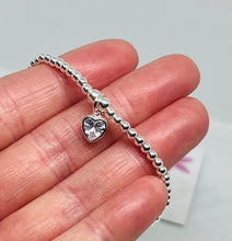 Classic Sterling Silver with Clear Crystal Heart Charm