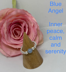 Sterling Silver and Blue Angel Gemstone Ring