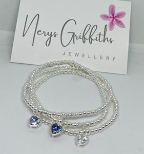 Classic Sterling Silver with Clear Crystal Heart Charm