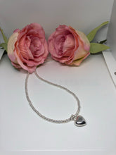 Custom made 20inch sterling silver ball necklace with chunky heart