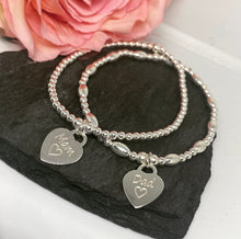 Sterling silver bracelet with personalised heart charm