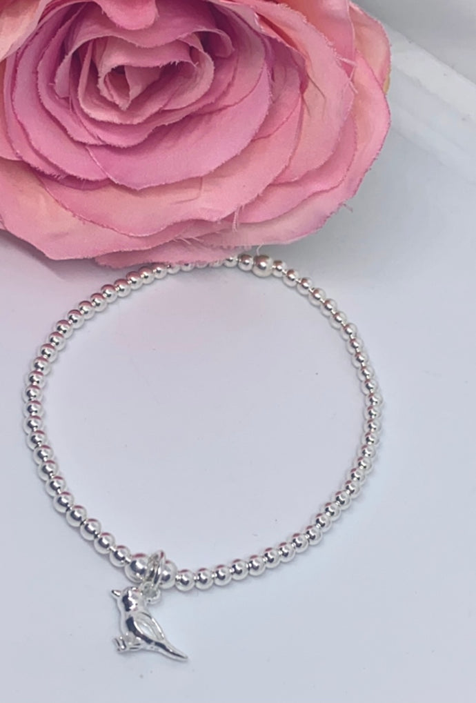 Sterling silver bird charm bracelet