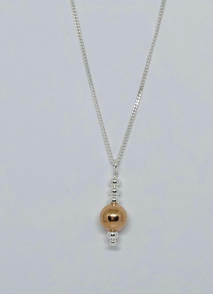 Rose Gold Vermeil and Sterling silver ball necklace
