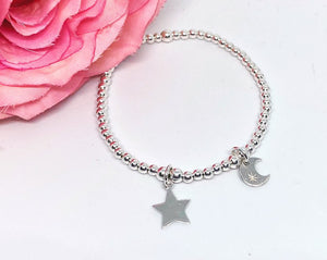 Sterling silver Moon and Star Bracelet