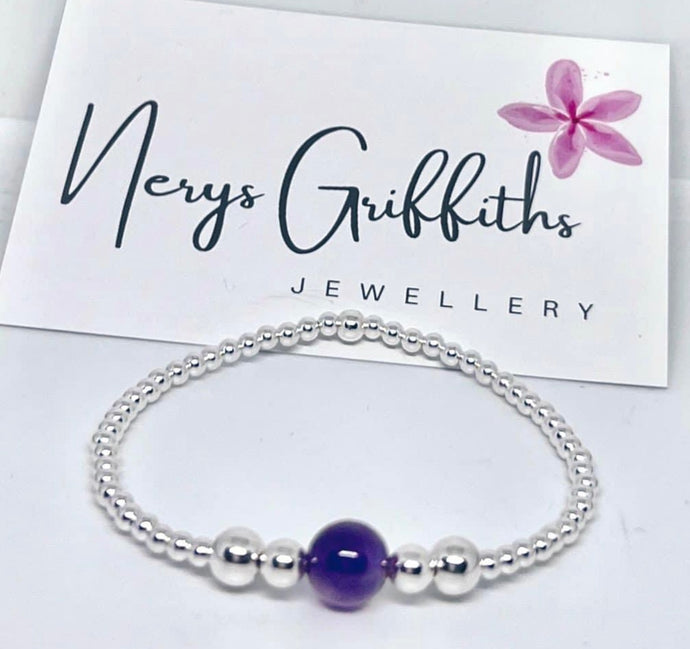 Sterling silver and Gemstone statement Bracelet