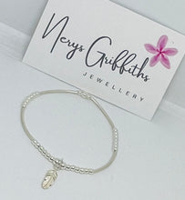 Sterling Silver Spacer Bracelet with Feather Charm