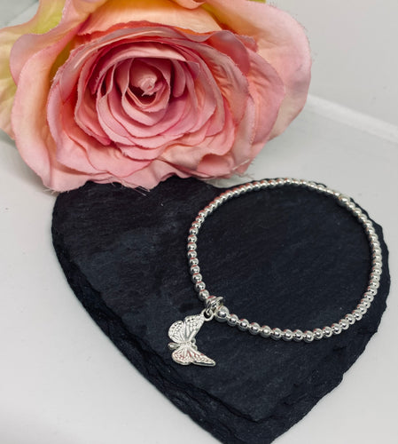 Sterling silver classic bracelet with Butterfly charm