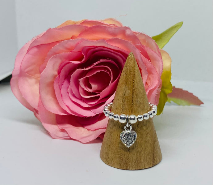 Sterling Silver Large Crystal Ring
