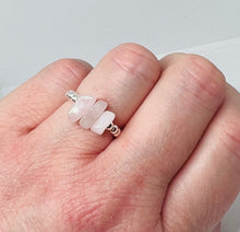 Sterling Silver and Rose Quartz Gemstone Chip Ring