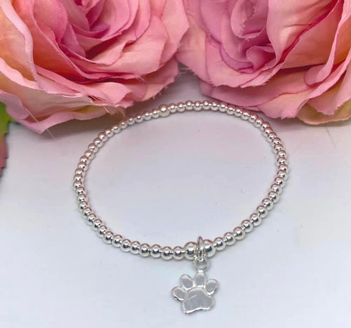 Classic Sterling Silver Bracelet with Paw Charm