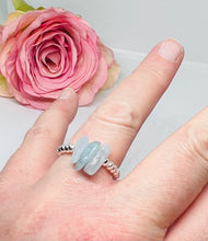 Sterling Silver and Aquamarine Gemstone Chip Ring