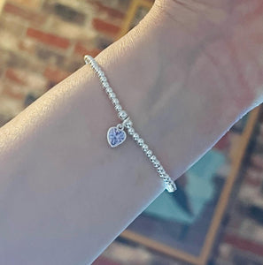 Classic Sterling Silver with Rose Heart Charm