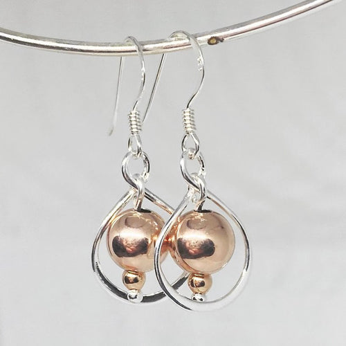 NEW Sterling silver and rose gold vermeil infinity ball earrings