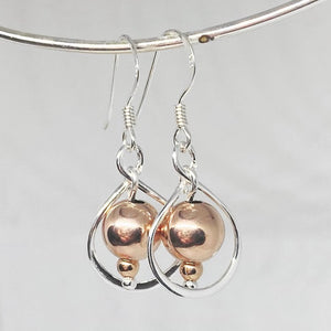 NEW Sterling silver and rose gold vermeil infinity ball earrings
